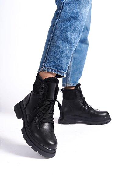 Papuçlarım Lordi Siyah Mat Deri Kadın Bot