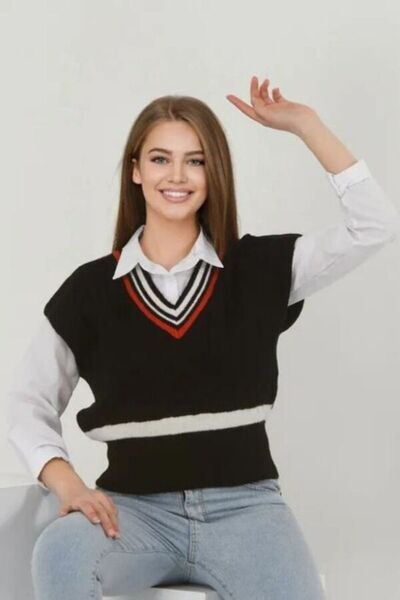 GİZZA Women's Striped Braided Sweater