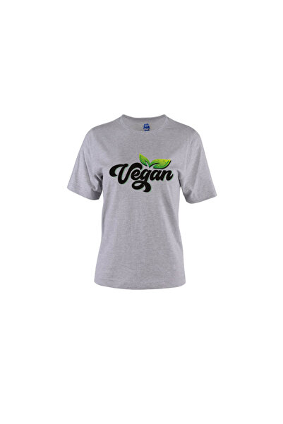 HediyeMania Tricou vegan cu imprimeu Tricou gri pentru femei Design cu licență americană