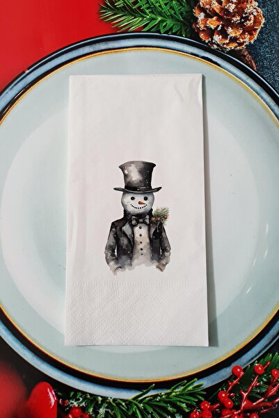 PEKSHOP رجل ثلج وسيم منقوش لعيد الميلاد - منديل عرض رأس السنة الجديدة