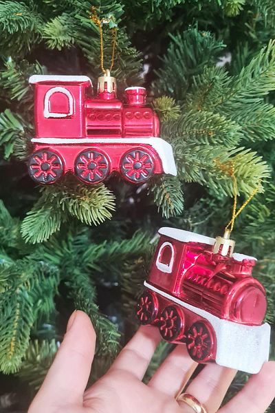 PEKSHOP Train Locomotive Luxury Christmas Tree Ornaments 2 Pack