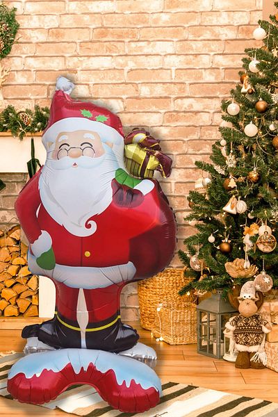 PEKSHOP Standing Santa Claus Balloon Large Size Christmas Decorations Santa Claus Shaped Balloon