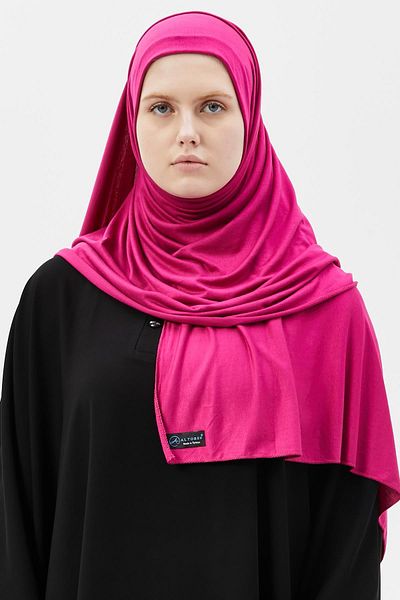 Altobeh Hijab Χτενισμένο Βαμβακερό Σάλι Απλό Ανοιχτό Φούξια