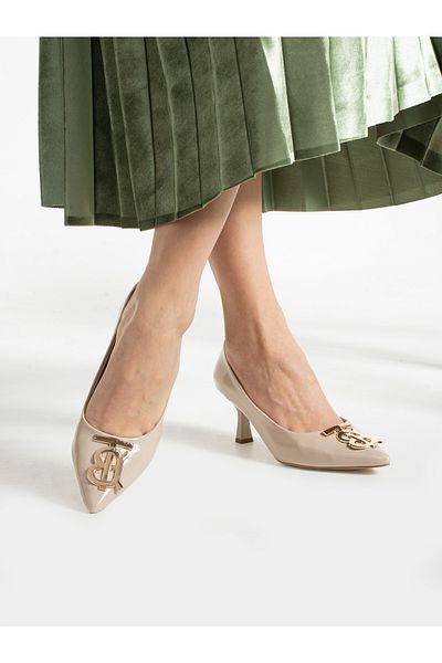 Alemdar Shoes COIN Pantofi de damă cu toc din piele cremă