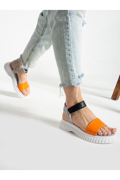Alemdar Shoes Γυναικεία σανδάλια σόλας DEJA Orange Massage