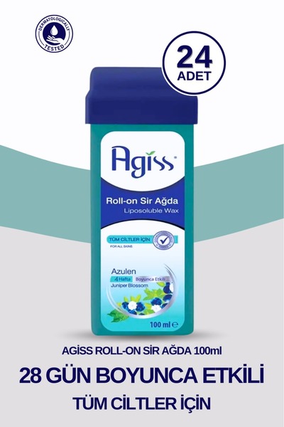 AGISS Roll-on Sir Ağda Tüm Cilt Tipleri İçin Liposoluble Wax 100 Ml 24 Adet