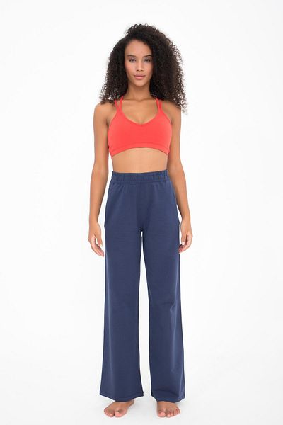 Comm-Ci Lax Navy Blue Organic Cotton Wide Leg Pants with Pockets