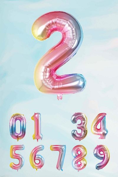 PEKSHOP Rainbow Number Foil Balloon Mermaid Theme Number Balloon 75cm