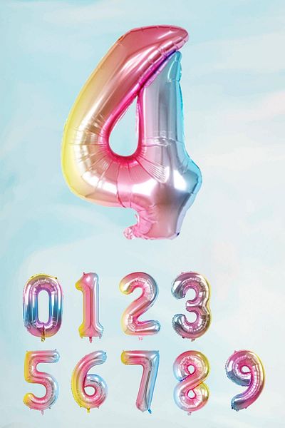 PEKSHOP Rainbow Number Foil Balloon Mermaid Theme Number Balloon 75cm