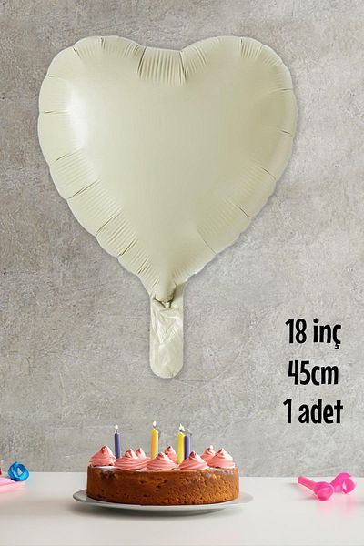 PEKSHOP Cream Heart Foil Balloon Sea Sand Color Retro Heart Balloon 18" 45cm