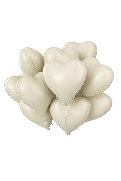 PEKSHOP Cream Heart Foil Balloon Sea Sand Color Retro Heart Balloon 18" 45cm