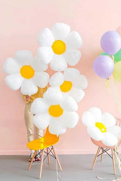 PEKSHOP Daisy Foil Balloon Daisy Theme Medium Size 55 Cm