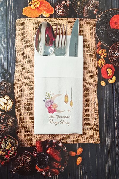 PEKSHOP منديل رمضاني من القماش مكتوب عليه عبارة "مرحبًا بكم في تناول الطعام" ...