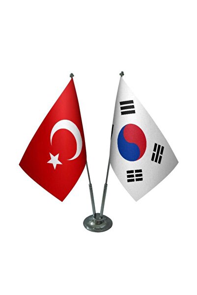 Bayrak GÜNEY KORE V MODEL İKİLİ MASA BAYRAĞI SETİ