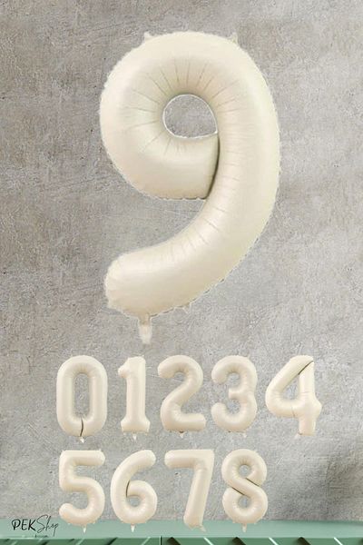 PEKSHOP Cream Color Number Foil Balloon