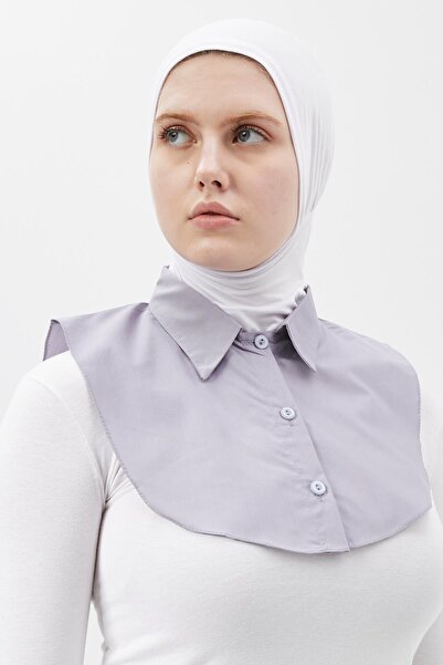 Altobeh Women's Plain Shirt Collar Ready Hijab Inner Neck Collar Rescue Collar Gray