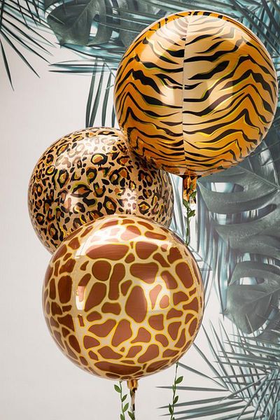 PEKSHOP Globe Tiger Pattern Foil Balloon 4D Large Size 55cm
