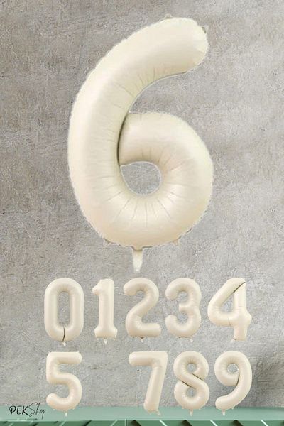 PEKSHOP Cream Color Number Foil Balloon