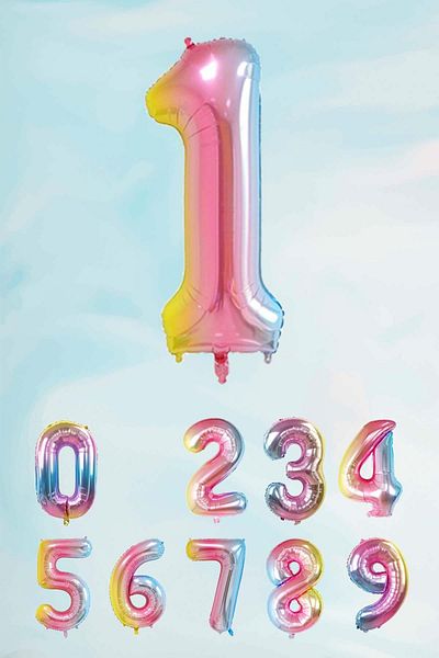 PEKSHOP Rainbow Number Foil Balloon Mermaid Theme Number Balloon 75cm
