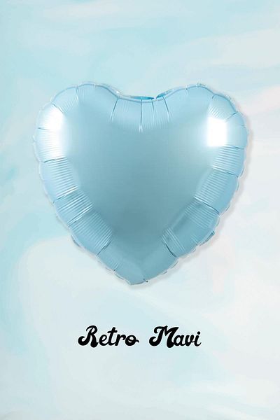 PEKSHOP Retro Blue Heart Foil Balloon 18inch 45cm Retro Color Balloon