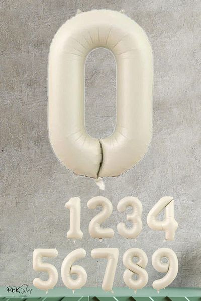 PEKSHOP Cream Color Number Foil Balloon