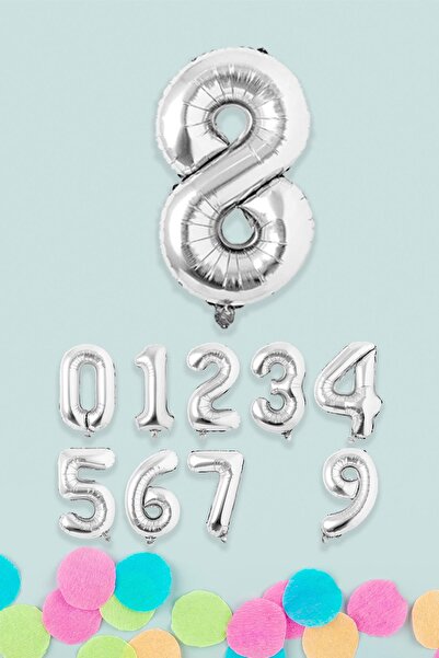 PEKSHOP Silver Number Foil Balloon Silver Number Balloons 16 inch 40 cm