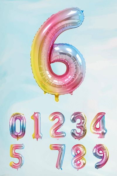 PEKSHOP Rainbow Number Foil Balloon Mermaid Theme Number Balloon 75cm