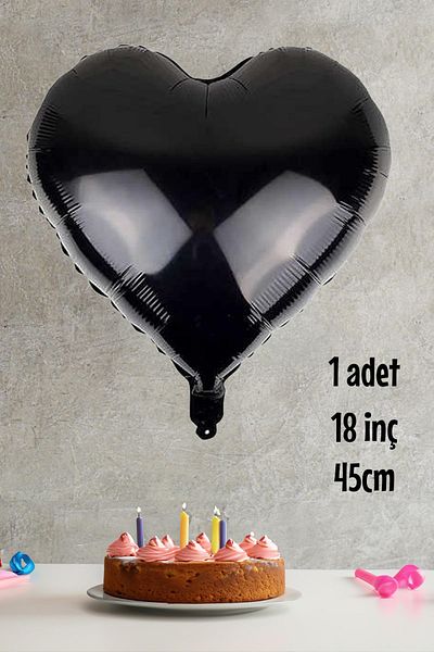 PEKSHOP Black Heart Foil Balloon 18" 45cm