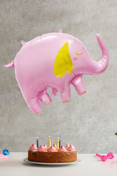 PEKSHOP Elephant Foil Balloon Gold Detailed PINK Elephant Balloon 65cm
