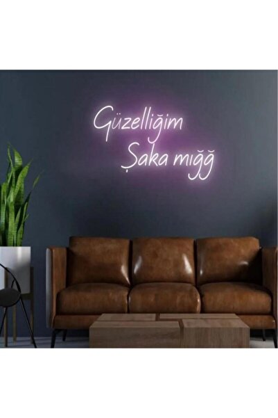 SANEC Güzelliğim Şaka Mığğ - Led Dekoratif Duvar Aydınlatması Neon Duvar Yazısı Sihirli Led Mesajlar
