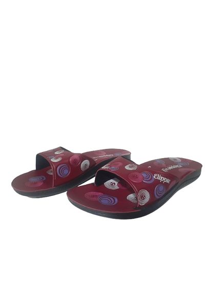 FALEX Papuci de damă cu model rotund burgundy - Casă și grădină FLX457-99