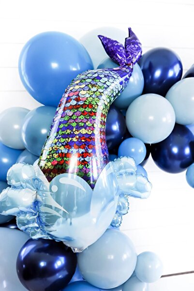 PEKSHOP بالون فويل كبير على شكل قلب على شكل ذيل حورية البحر