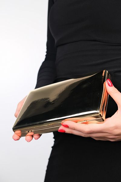 LuviShoes DOMİNGOS Gold Mirror Damen-Abendkleidtasche