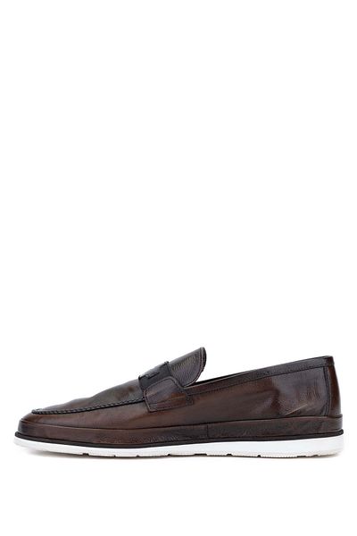 MARIO BRUNI Men's Brown Genuine Leather Loafer Shoes