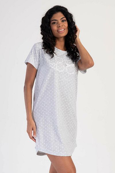 VİENETTA Women's Short Sleeve Gray Melange Nightgown C9T3N4113