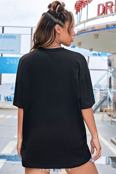 MODAGEN Μπλουζάκι Unisex Black Crew με λαιμόκοψη Sun Moon με στάμπα oversize