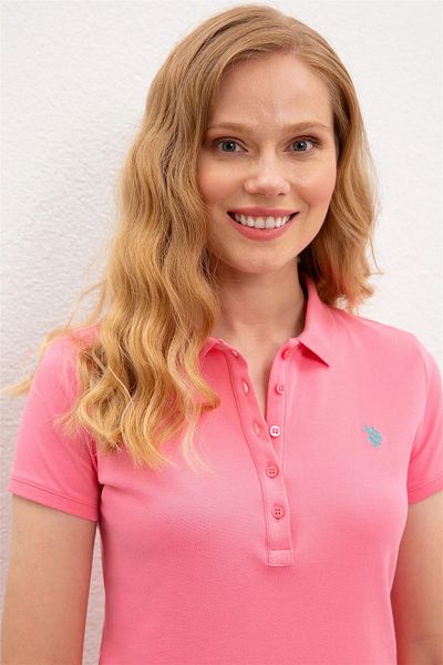U.S. Polo Assn. Γυναικείο μπλουζάκι με λαιμόκοψη ροζ Basic Polo