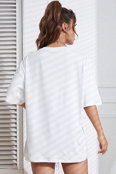 MODAGEN Μπλουζάκι Unisex White Crew με λαιμόκοψη Nope με στάμπα oversize