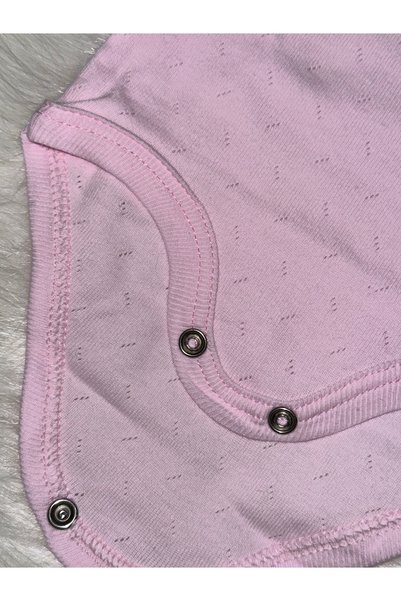 YEKA BEBE Unisex Baby Pink Perforated Pattern Long Sleeve Bodysuit