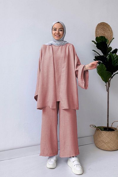 Ka Hijab Triple Linen Set - Dried Rose