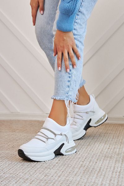 Ashley Orka White Hidden Heel Stylish Sneakers