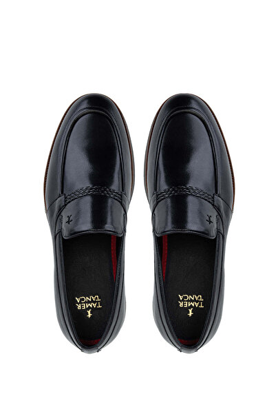 Tamer Tanca Erkek Hakiki Deri Siyah Loafer Ayakkabı