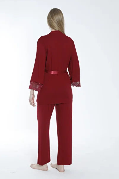Miss Dünya Lissa Pregnant and Maternity Pajamas Set with Front Tie and Lace Detail
