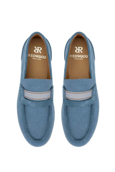 Redwood Men's Genuine Leather Blue Loafer Shoes