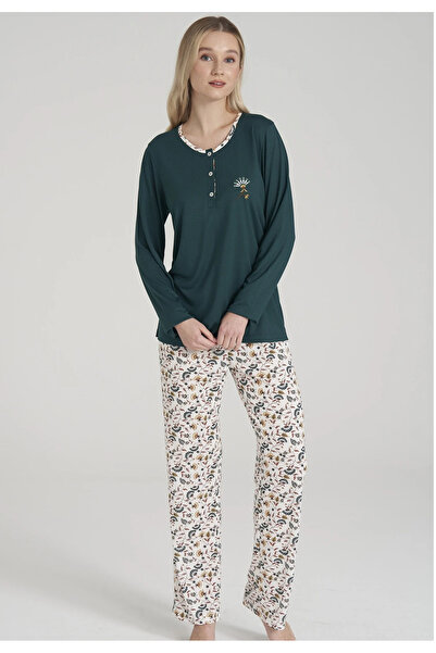 Pijadore Yeni Sezon Pamuklu Uzun Kollu Kadın Pijama Takımı V9