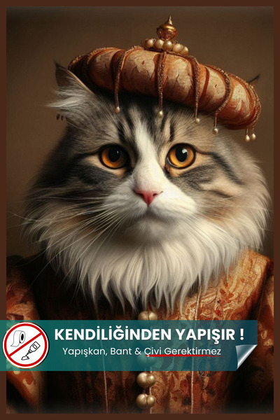 Pi Papers Soylu Tüylü Kedi Poster, Premium Baskı Poster, Gri Kedi, Statik Akı...