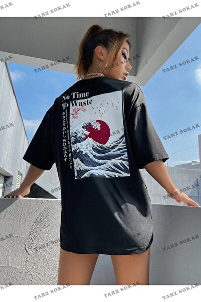 Tarzsokak Γυναικείο μπλουζάκι γιαπωνέζικο εμπριμέ στην πλάτη