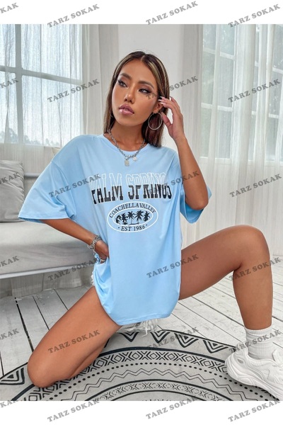 Tarzsokak Γυναικεία χτενισμένα βαμβακερά ρούχα Palm Springs με πολύχρωμη ειδι...