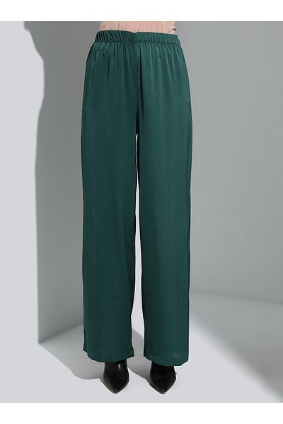 Refka Satin Tie Detailed Tunic & Trousers Double Set - Emerald Green - Refka