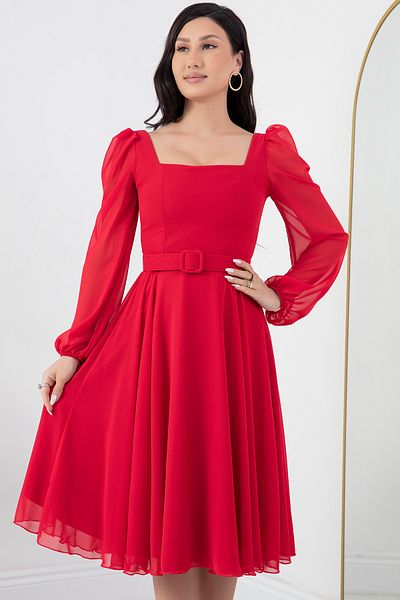 PULLIMM Rochie din sifon cu guler patrat Dns1302